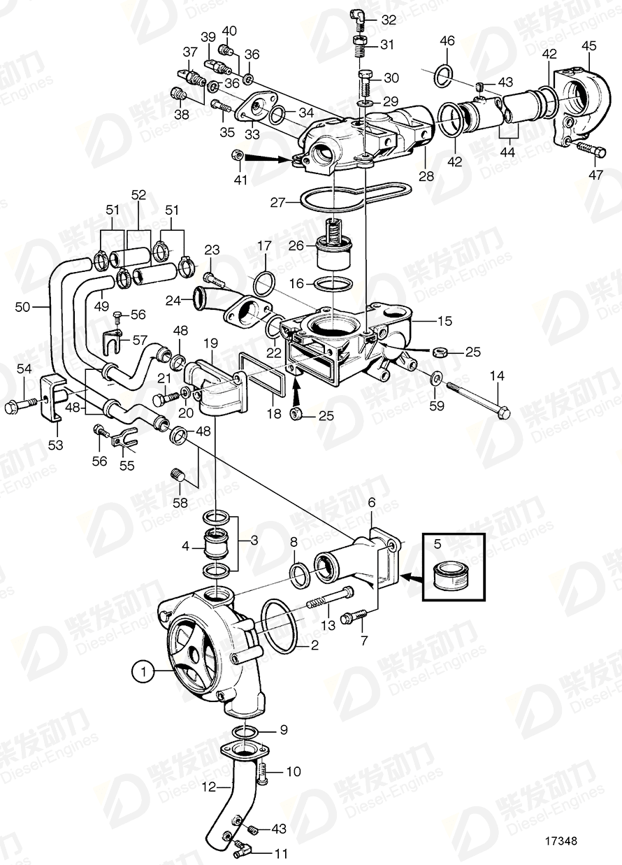 volvo penta Coolant pipe 847852 Drawing volvo penta Coolant pipe 847852 Drawing